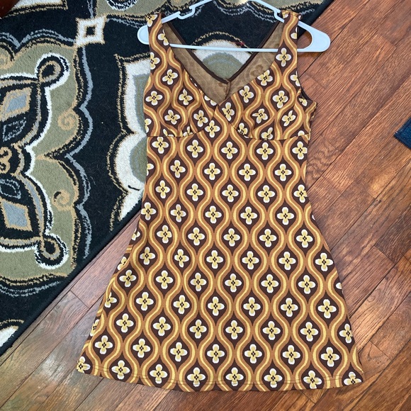 Cider Dresses & Skirts - Cider Brown and Yellow Geometric Mini Dress